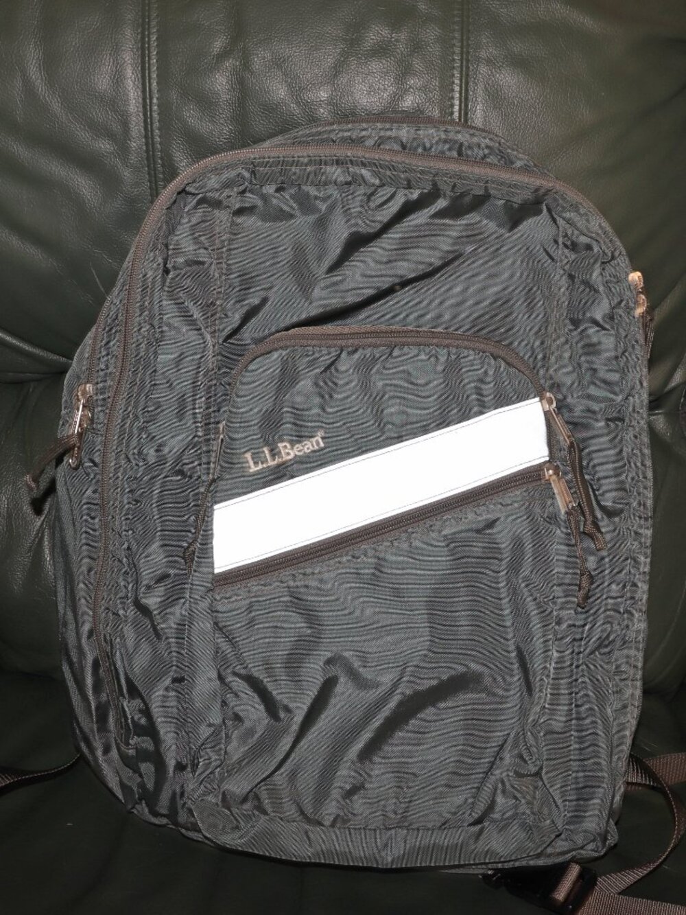 L.L. Bean Green Gray Nylon Backpack